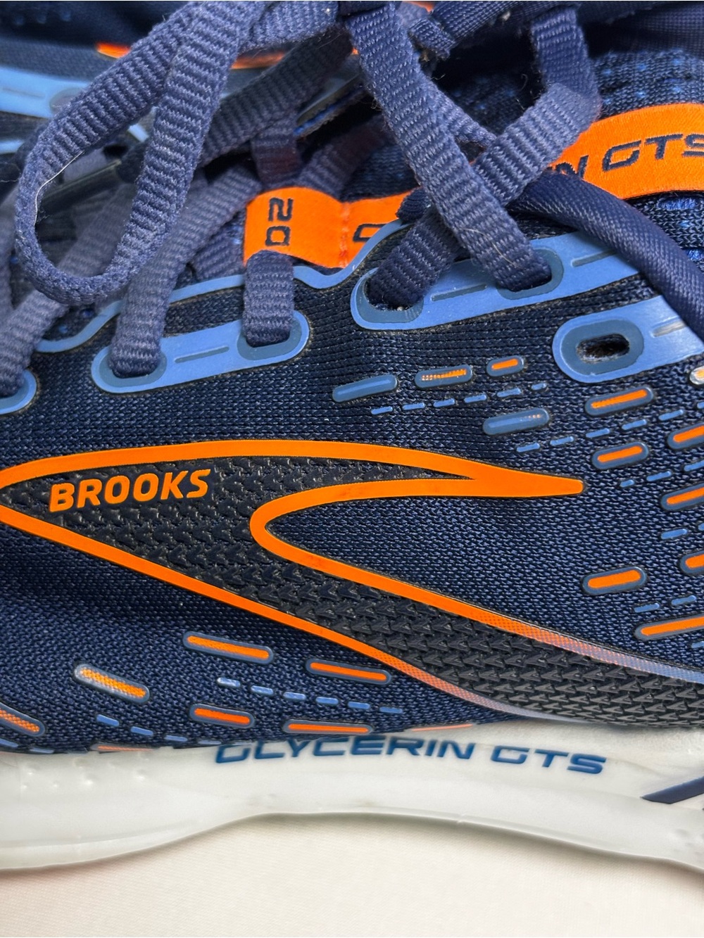Brooks Glycerin GTS 20 Men’s 10.5 D Navy Orange Running Performance Shoes - Picture 8 of 9
